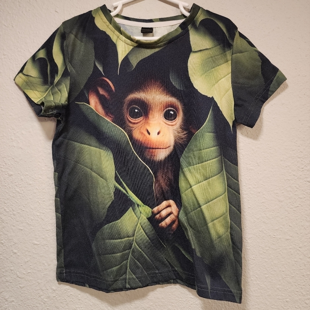 Kids Green Monkey Print T-Shirt